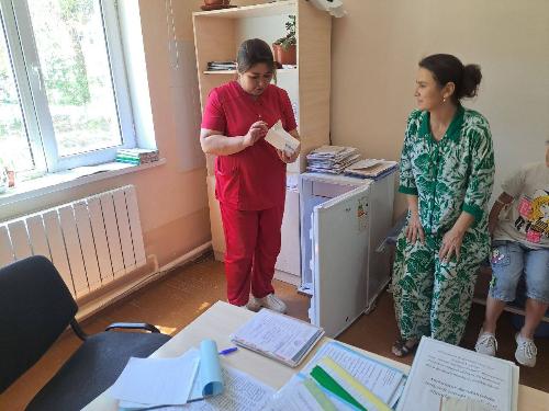 Inson qadri uchun!14.05.2025 yilda Jizzax viloyati Paxtakor tumani TTB da RIEIATM Jizzax filiali malakali endokrinologi, Paxtakor tumani kuratori Gaybullayeva Mavluda tomonidan amaliy yordam ko‘rsatildi.