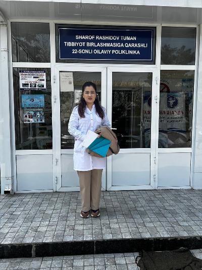 Жиззах филиали шифокори Ш. Шодимуродова томонидан Ш.Радҳидов ТТБ га қарашли 22-оилавий поликлиникада 40 ёшдан ошган ахолини чуқурлаштирилган тиббий кўрикдан ўтказилди
