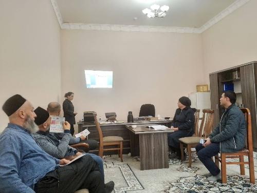 For human dignity!  On February 25, 2025, in the mosque of Khoja Nuriddinhoji of Jizzak city, employees of Jizzak branch of RSNPMCE held a seminar-training on the basis of “National School of therapeutic training for patients with type 2 diabetes mellitus