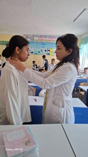 Under the guidance of Mr. D. Tajimov, Deputy Director of the Khorezm Branch of the RNPMCE D.Tajimov, information and medical recommendations were given to 6 bedridden patients of the 4th group living in the territory of the 55th SP.