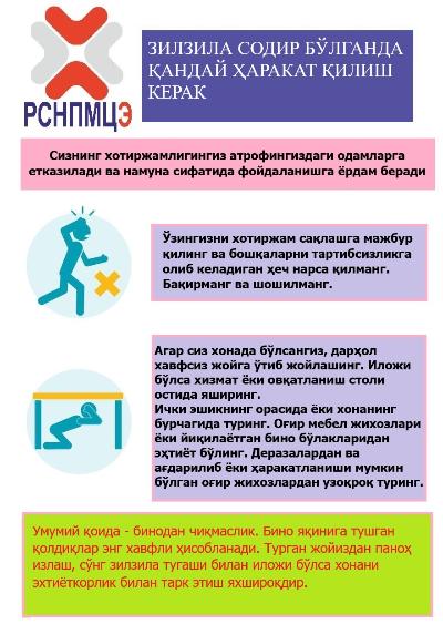 Зилзила содир бўлган вақтда қандай ҳаракат қилиш бўйича тавсиялар билан бўлишамиз