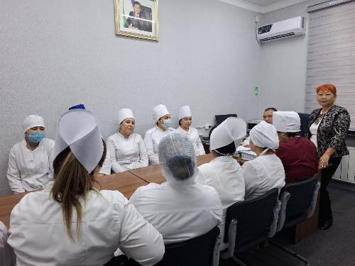 08.04.2025 yil Akademik Yo.X To‘raqulov nomidagi RIEIATM Toshkent shaxar filiali enokrinologi Olmazor tumani kuratori Ye.A. Kan tomonidan Olmazor tumani 14 Oilaviy shifoxona xizmati o‘rganildi. 